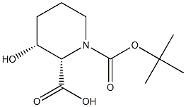 cis-1-tert-butoxycarbonyl-3-hydroxy-piperidine-2-carboxylic acid Struktur