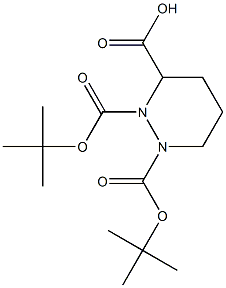 1,2-bis(tert-butoxycarbonyl)hexahydropyridazine-3-carboxylic acid Struktur