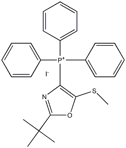 [2-tert-butyl-5-(methylsulfanyl)-1,3-oxazol-4-yl]triphenylphosphanium iodide Struktur