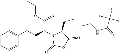 ethyl (2S)-2-[(4S)-2,5-dioxo-4-[4-(2,2,2-trifluoroacetamido)butyl]-1,3-oxazolidin-3-yl]-4-phenylbutanoate Struktur