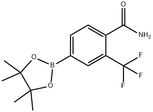 4-(4,4,5,5-Tetramethyl-1,3,2-dioxaborolan-2-yl)-2-(trifluoromethyl)benzamide Struktur