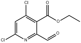 3-Pyridinecarboxylic acid, 4,6-dichloro-2-formyl-, ethyl ester Struktur