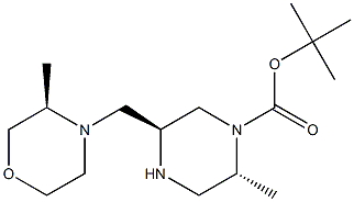 1-Piperazinecarboxylic acid, 2-methyl-5-[[(3R)-3-methyl-4-morpholinyl]methyl]-, 1,1-dimethylethyl ester, (2R,5S)- Struktur