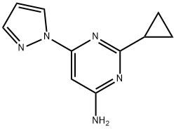 4-Amino-2-cyclopropyl-6-(1H-pyrazol-1-yl)pyrimidine Struktur