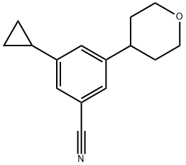 3-(4-Tetrahydropyranyl)-5-(cyclopropyl)benzonitrile Struktur