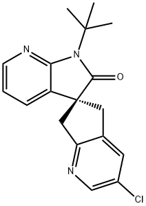 (S)-1'-(tert-butyl)-3-chloro-5,7-dihydrospiro[cyclopenta[b]pyridine-6,3'-pyrrolo[2,3-b]pyridin]-2'(1'H)-one Struktur