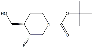 tert-butyl (3R,4R)-3-fluoro-4-(hydroxymethyl)piperidine-1-carboxylate Struktur