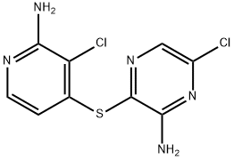 3-((2-amino-3-chloropyridin-4-yl)thio)-6-chloropyrazin-2-amine Struktur