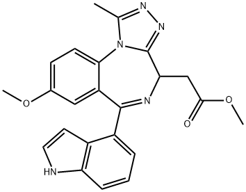 6-(1H-Indol-4-yl)-8-methoxy-1-methyl-4H-[1,2,4]triazolo[4,3-a][1,4]benzodiazepine-4-acetic acid methyl ester Struktur