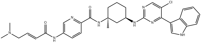 N-((1S,3R)-3-(5-chloro-4-(1H-indol-3-yl)pyrimidin-2-ylamino)-1-methylcyclohexyl)-5-((E)-4-(dimethylamino)but-2-enamido)picolinamide Struktur