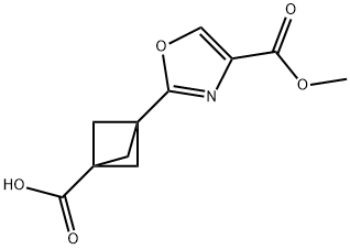 3-[4-(Methoxycarbonyl)-1,3-oxazol-2-yl]bicyclo[1.1.1]pentane-1-carboxylic acid Struktur