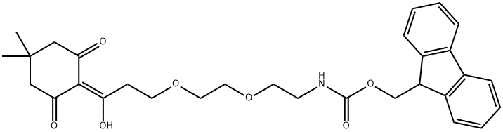 (9H-Fluoren-9-yl)methyl (2-(2-(3-(4,4-dimethyl-2,6-dioxocyclohexylidene)-3-hydroxypropoxy)ethoxy)ethyl)carbamate Struktur