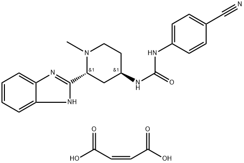 1-((2R,4R)-2-(1H-benzo[d]imidazol-2-yl)-1-methylpiperidin-4-yl)-3-(4-cyanophenyl)urea maleate Struktur