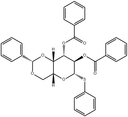 (2S,4aR,6S,7R,8S,8aS)-2-Phenyl-6-(phenylthio)hexahydropyrano[3,2-d][1,3]dioxine-7,8-diyl dibenzoate Struktur