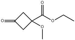 Cyclobutanecarboxylic acid, 1-methoxy-3-oxo-, ethyl ester Struktur