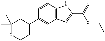 Ethyl 5-(2,2-dimethyltetrahydro-2H-pyran-4-yl)-1H-indole-2-carboxylate Struktur