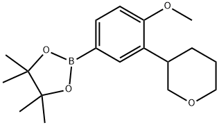 2-(4-methoxy-3-(tetrahydro-2H-pyran-3-yl)phenyl)-4,4,5,5-tetramethyl-1,3,2-dioxaborolane Struktur