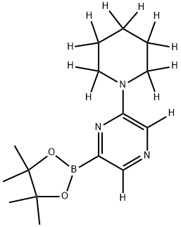 2-(piperidin-1-yl-d10)-6-(4,4,5,5-tetramethyl-1,3,2-dioxaborolan-2-yl)pyrazine-3,5-d2 Struktur