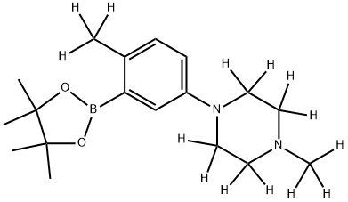 1-(methyl-d3)-4-(4-(methyl-d3)-3-(4,4,5,5-tetramethyl-1,3,2-dioxaborolan-2-yl)phenyl)piperazine-2,2,3,3,5,5,6,6-d8 Struktur