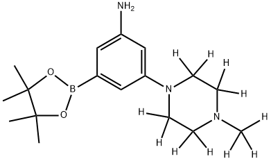 3-(4-(methyl-d3)piperazin-1-yl-2,2,3,3,5,5,6,6-d8)-5-(4,4,5,5-tetramethyl-1,3,2-dioxaborolan-2-yl)aniline Struktur