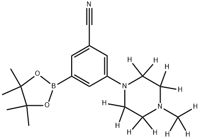 3-(4-(methyl-d3)piperazin-1-yl-2,2,3,3,5,5,6,6-d8)-5-(4,4,5,5-tetramethyl-1,3,2-dioxaborolan-2-yl)benzonitrile Struktur