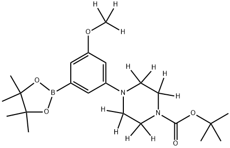 tert-butyl 4-(3-(methoxy-d3)-5-(4,4,5,5-tetramethyl-1,3,2-dioxaborolan-2-yl)phenyl)piperazine-1-carboxylate-2,2,3,3,5,5,6,6-d8 Struktur