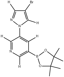 3-(4-bromo-1H-pyrazol-1-yl-3,5-d2)-5-(4,4,5,5-tetramethyl-1,3,2-dioxaborolan-2-yl)pyridine-2,4,6-d3 Struktur