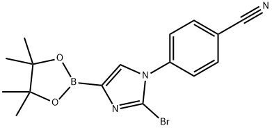 4-(2-bromo-4-(4,4,5,5-tetramethyl-1,3,2-dioxaborolan-2-yl)-1H-imidazol-1-yl)benzonitrile Struktur