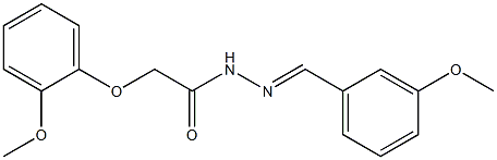 2-(2-methoxyphenoxy)-N'-[(1E)-(3-methoxyphenyl)methylidene]acetohydrazide Struktur