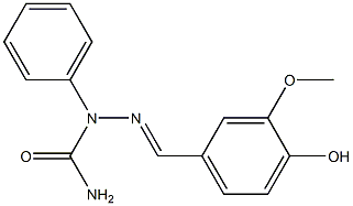 1-[(E)-[(4-hydroxy-3-methoxyphenyl)methylidene]amino]-1-phenylurea Struktur