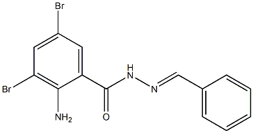 2-amino-3,5-dibromo-N'-[(1E)-phenylmethylidene]benzohydrazide Struktur