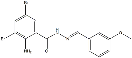 2-amino-3,5-dibromo-N'-[(1E)-(3-methoxyphenyl)methylidene]benzohydrazide Struktur