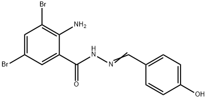 2-amino-3,5-dibromo-N'-[(1E)-(4-hydroxyphenyl)methylidene]benzohydrazide Struktur