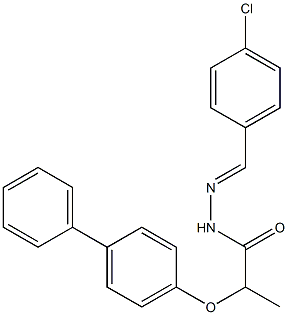 2-{[1,1'-biphenyl]-4-yloxy}-N'-[(1E)-(4-chlorophenyl)methylidene]propanehydrazide Struktur