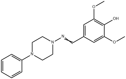 2,6-dimethoxy-4-[(1E)-[(4-phenylpiperazin-1-yl)imino]methyl]phenol Struktur