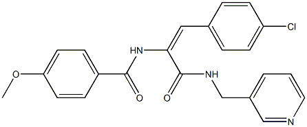 (2E)-3-(4-chlorophenyl)-2-[(4-methoxyphenyl)formamido]-N-[(pyridin-3-yl)methyl]prop-2-enamide Struktur