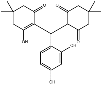 2-[(2,4-dihydroxyphenyl)(2-hydroxy-4,4-dimethyl-6-oxo-1-cyclohexen-1-yl)methyl]-5,5-dimethyl-1,3-cyclohexanedione Struktur