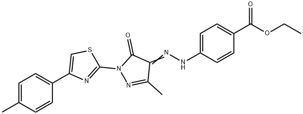 ethyl 4-(2-{3-methyl-1-[4-(4-methylphenyl)-1,3-thiazol-2-yl]-5-oxo-1,5-dihydro-4H-pyrazol-4-ylidene}hydrazino)benzoate Struktur