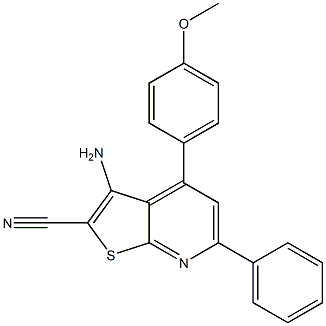 3-amino-4-(4-methoxyphenyl)-6-phenylthieno[2,3-b]pyridine-2-carbonitrile Struktur