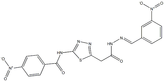 4-nitro-N-{5-[2-(2-{3-nitrobenzylidene}hydrazino)-2-oxoethyl]-1,3,4-thiadiazol-2-yl}benzamide Struktur