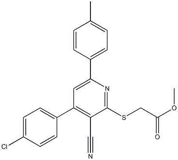 methyl {[4-(4-chlorophenyl)-3-cyano-6-(4-methylphenyl)-2-pyridinyl]sulfanyl}acetate Struktur