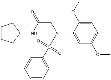 N-cyclopentyl-2-[2,5-dimethoxy(phenylsulfonyl)anilino]acetamide Struktur