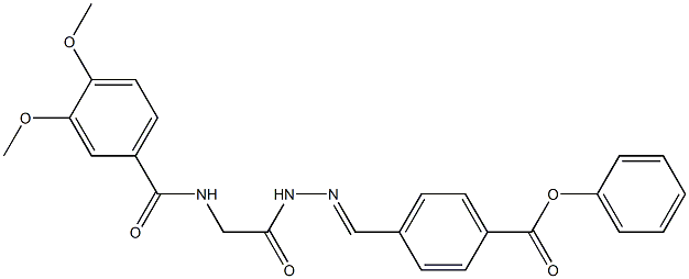 4-[(1E)-({2-[(3,4-dimethoxyphenyl)formamido]acetamido}imino)methyl]phenyl benzoate Struktur