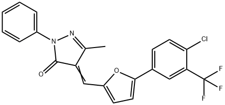 4-({5-[4-chloro-3-(trifluoromethyl)phenyl]-2-furyl}methylene)-5-methyl-2-phenyl-2,4-dihydro-3H-pyrazol-3-one Struktur