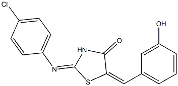 2-[(4-chlorophenyl)imino]-5-(3-hydroxybenzylidene)-1,3-thiazolidin-4-one Struktur