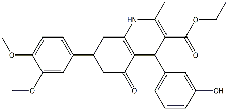 ethyl 7-(3,4-dimethoxyphenyl)-4-(3-hydroxyphenyl)-2-methyl-5-oxo-1,4,5,6,7,8-hexahydroquinoline-3-carboxylate Struktur