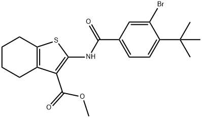 methyl 2-{[3-bromo-4-(tert-butyl)benzoyl]amino}-4,5,6,7-tetrahydro-1-benzothiophene-3-carboxylate Struktur