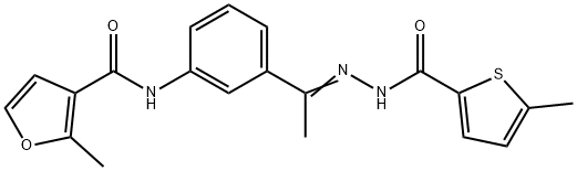 2-methyl-N-(3-{N-[(5-methyl-2-thienyl)carbonyl]ethanehydrazonoyl}phenyl)-3-furamide Struktur