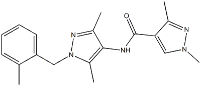 N-[3,5-dimethyl-1-(2-methylbenzyl)-1H-pyrazol-4-yl]-1,3-dimethyl-1H-pyrazole-4-carboxamide Struktur