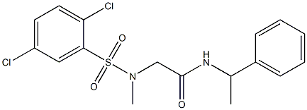 2-[[(2,5-dichlorophenyl)sulfonyl](methyl)amino]-N-(1-phenylethyl)acetamide Struktur